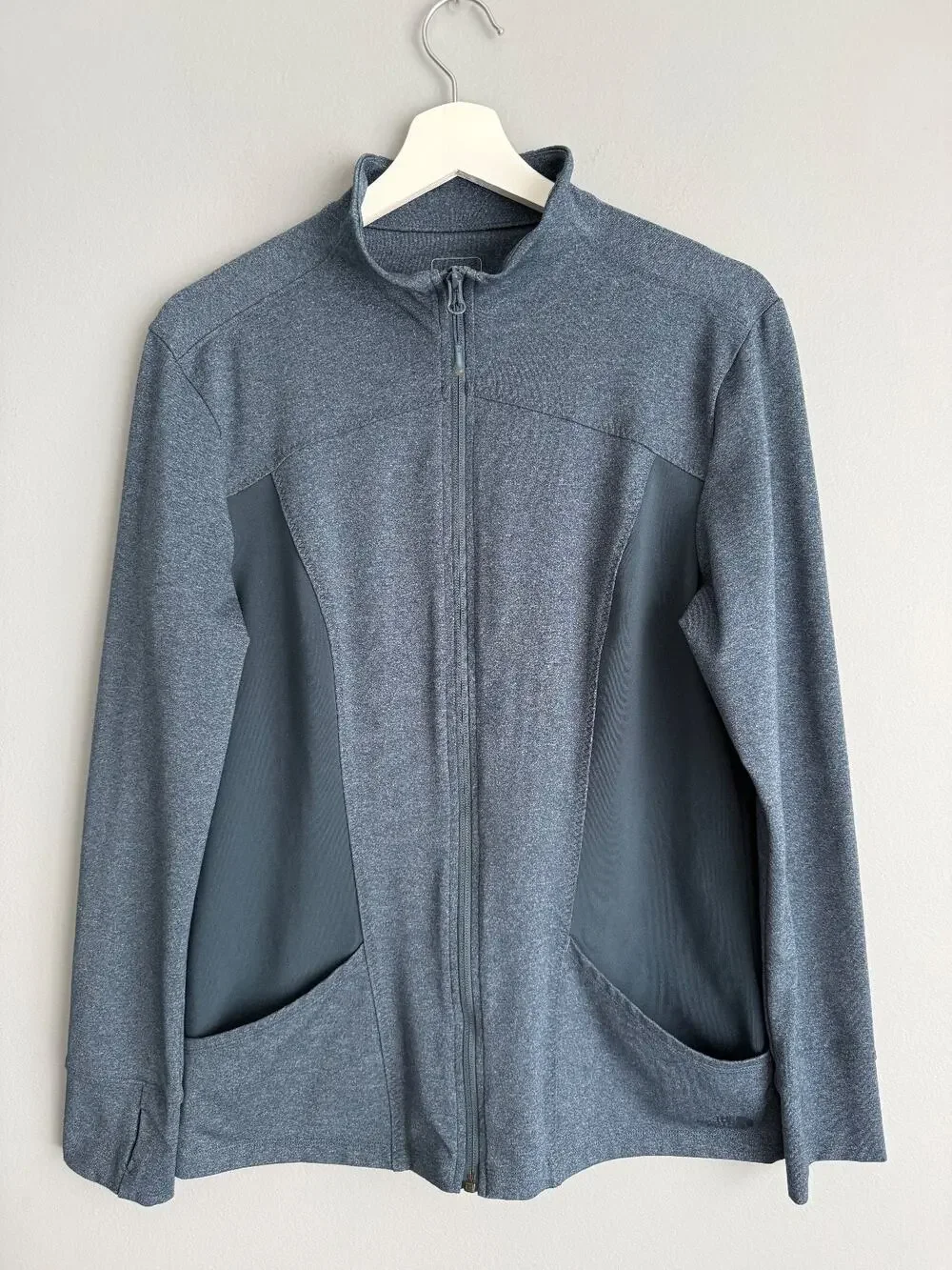 The North Face Women's L Gray Colorblock Full Zip Jacket Athletic Sporty Chic